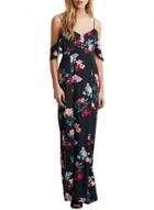 Oasap Women Floral Print Open Shoulder Spaghetti Strap Chiffon Dress