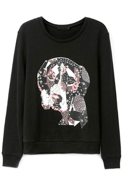 Oasap Black French Terry Sweatshirt