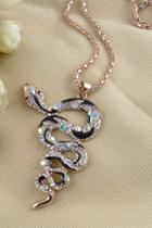 Oasap Rhinestone Embellished Snake Necklace