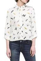 Oasap Lovely Dragonfly Print Button Down Shirt