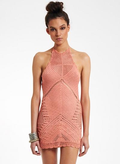 Oasap Halter Neck Hollow Out Crochet Cover-up Dress