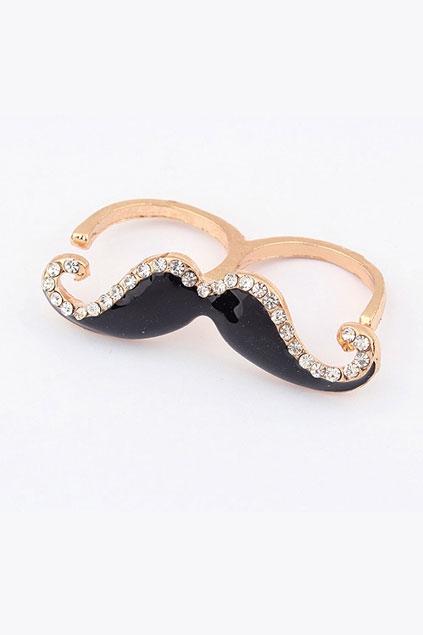 Oasap Mustache Shaped Rhinestone Inlaid Ring