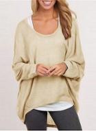 Oasap Loose Fit High Low Knit Pullover Sweater