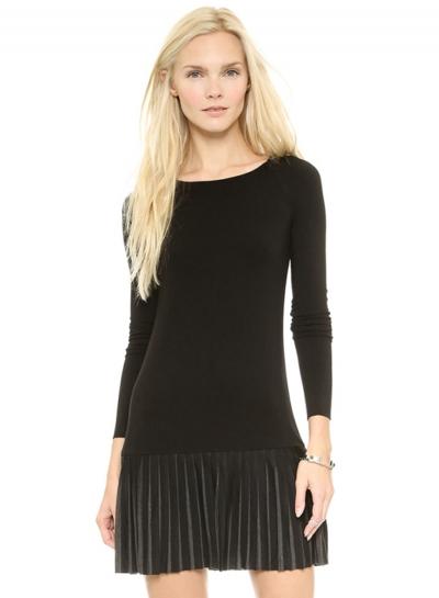 Oasap Women's Ruched Contrast Long Sleeve Mini Dress
