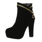 Oasap Suede Zipper Decoration Round Toe High Heels Boots