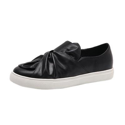 Oasap Solid Color Bow Flat Heels Loafer