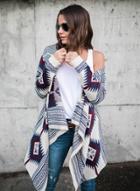 Oasap Long Sleeve Floral Printed Open Front Cardigan