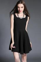 Oasap Chic Pleated Little Black Dress