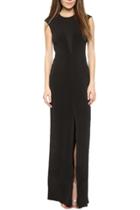 Oasap Women Black Scoop Back Sleeveless Slit Front Slim Fit Dress