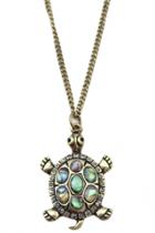 Oasap Vintage Etched Multicolor Turtle Pendent Necklace