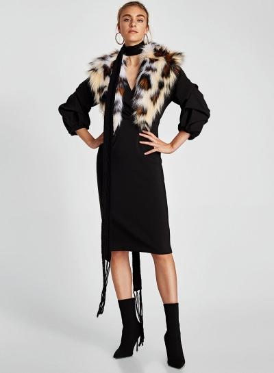 Oasap V Neck Puff Sleeve Slim Fit Party Dress