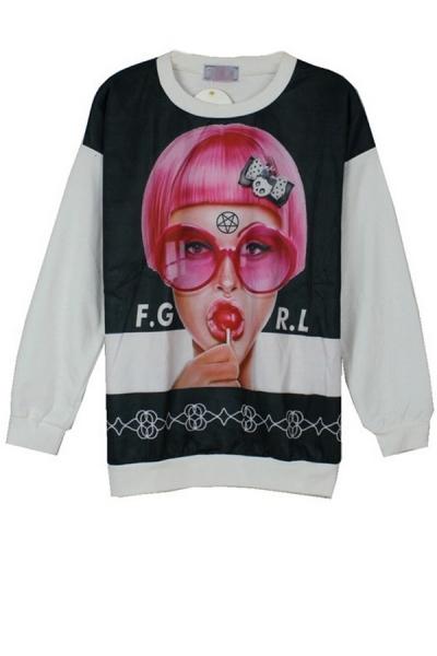 Oasap Color Block Beauty Sweatshirt