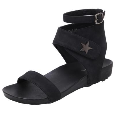 Oasap Metal Star Open Toe Buckle Flat Heels Sandals