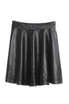 Oasap Cutout Detail A-line Faux Leather Skirt