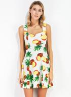 Oasap Fashion Sleeveless Fruit Printed Dress