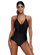 Oasap Halter Backless One Piece Slim Fit Swimsuit With Tassel
