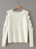 Oasap Long Sleeve Off Shoulder Solid Sweaters