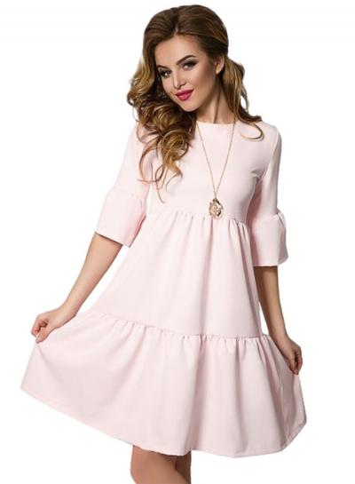 Oasap Flare Sleeve Solid Loose Fit Dress