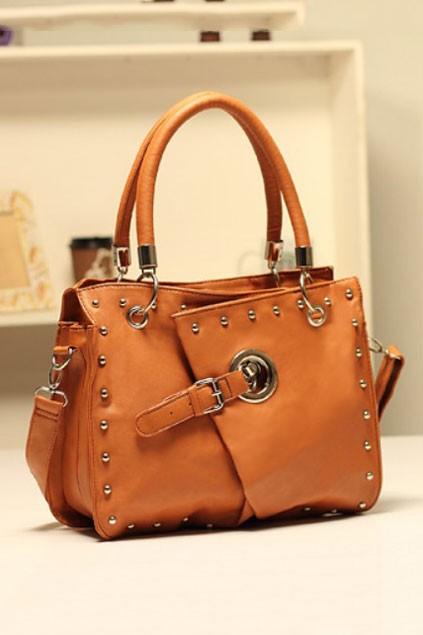 Oasap Rivet Embellished Zipped Shoulder Bag With Pin Buckle