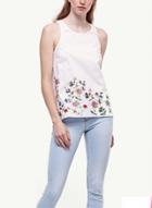 Oasap Floral Embroidery Sleeveless Tank