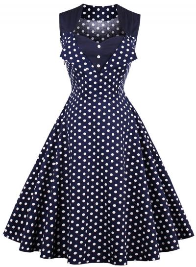 Oasap Vintage Polka Dots A-line Swing Dress