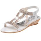 Oasap Fashion Open Toe Rhinestone Wedge Heels Sandals