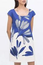 Oasap Gorgeous Blue Floral Print Mini Shift Dress