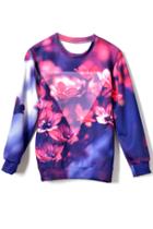 Oasap Dazzling Floral Triangle Print Sweatshirt