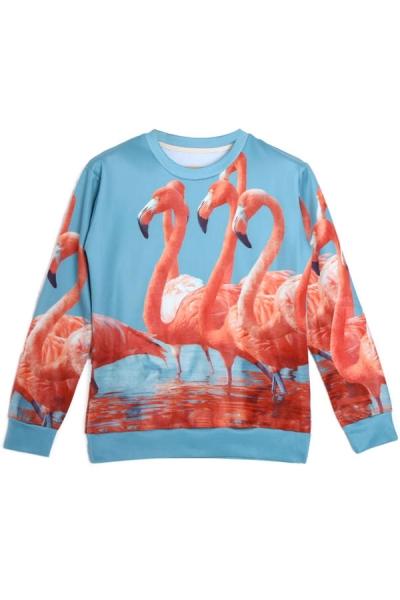 Oasap Crane Flock Print Sweatshirt