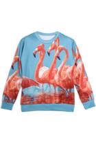 Oasap Crane Flock Print Sweatshirt