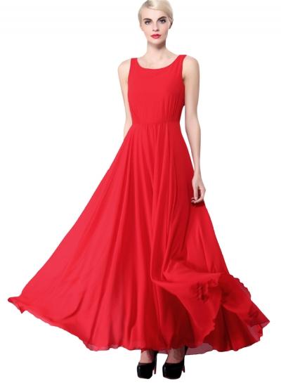 Oasap Women's Sleeveless Maxi Evening Wedding Prom Chiffon Dress