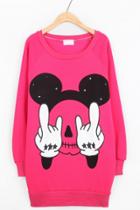 Oasap Studded Cartoon Fleece Sweatshirt