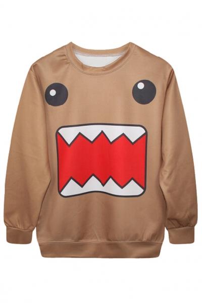 Oasap Brown Emotion Icon Pattern Sweatshirt