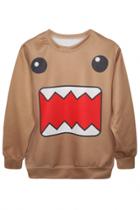 Oasap Brown Emotion Icon Pattern Sweatshirt
