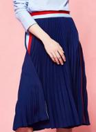 Oasap Fashion Color Block A-line Pleated Skirt
