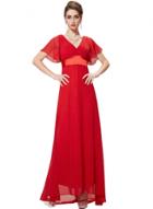 Oasap Women's Double V Neck Short Sleeve High Waist Maxi Evening Dress