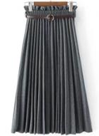 Oasap Fashion High Waist Pleated Maxi Skirt With Belt