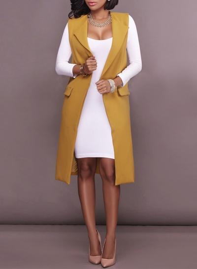 Oasap Fashion Open Front Longline Solid Vest Outerwear
