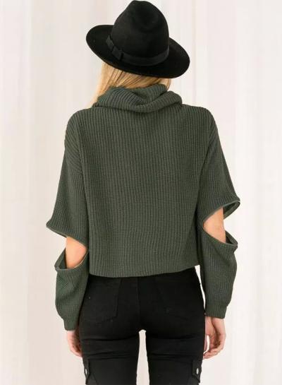 Oasap High Neck Zip Sleeve Loose Fit Sweater
