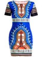 Oasap Tribal Print Short Sleeve Slim Fit Mini Dress