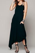 Oasap Demure Solid Color Sleeveless Midi Dress