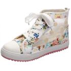 Oasap Floral Round Toe Height Increasing High Top Mesh Shoes