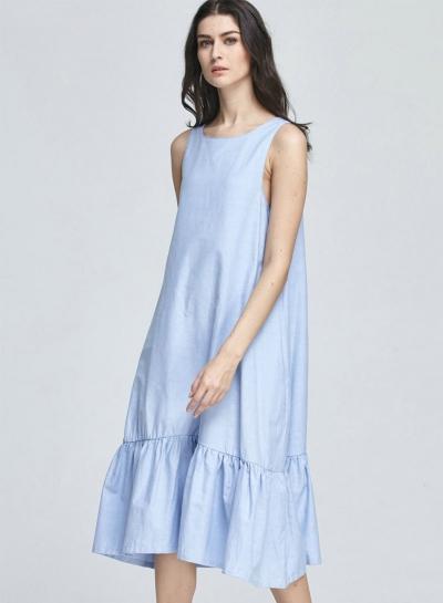Oasap Round Neck Solid Color Sleeveless Dress