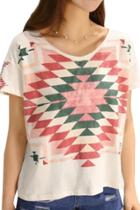 Oasap Fashion Women Geometric Print Short Sleeve Knit Tee