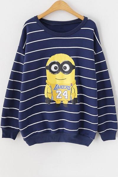 Oasap Cartoon Striped Sweatshirt