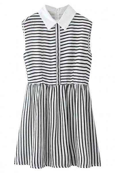 Oasap Striped Print Sleeveless Mini Dress