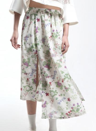 Oasap Stylish Irregular Floral Print I Midi Skirt