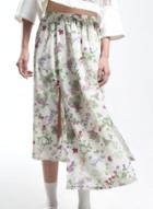 Oasap Stylish Irregular Floral Print I Midi Skirt