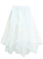 Oasap Women's Solid Elastic Waist Mesh Irregular Hem Skirt