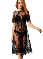 Oasap Lace Short Sleeve Sheer Cover Up Dress